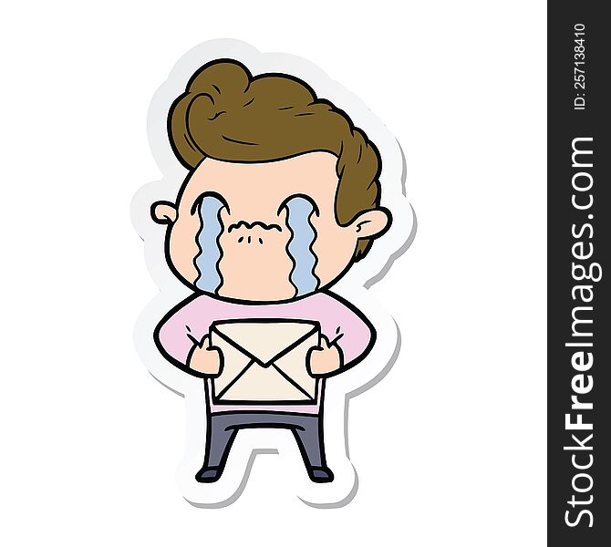 Sticker Of A Cartoon Man Crying