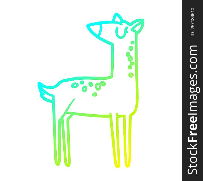 cold gradient line drawing of a cartoon deer