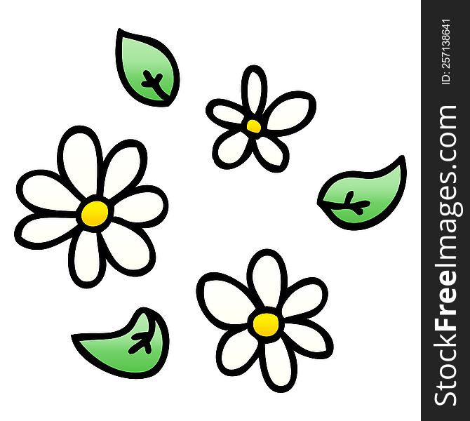 Quirky Gradient Shaded Cartoon Flowers