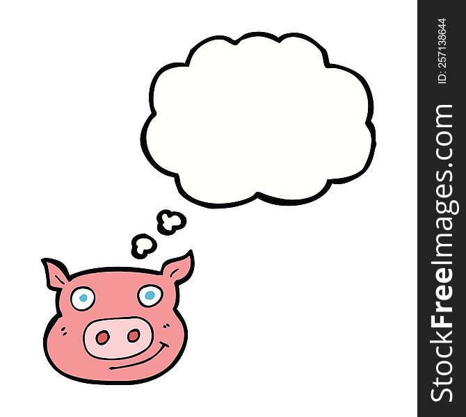 Cartoon Pig Face With Thought Bubble