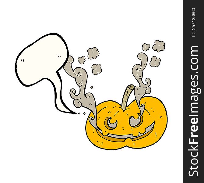 freehand drawn speech bubble cartoon halloween pumpkin