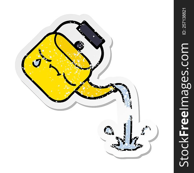 Distressed Sticker Of A Cute Cartoon Pouring Kettle