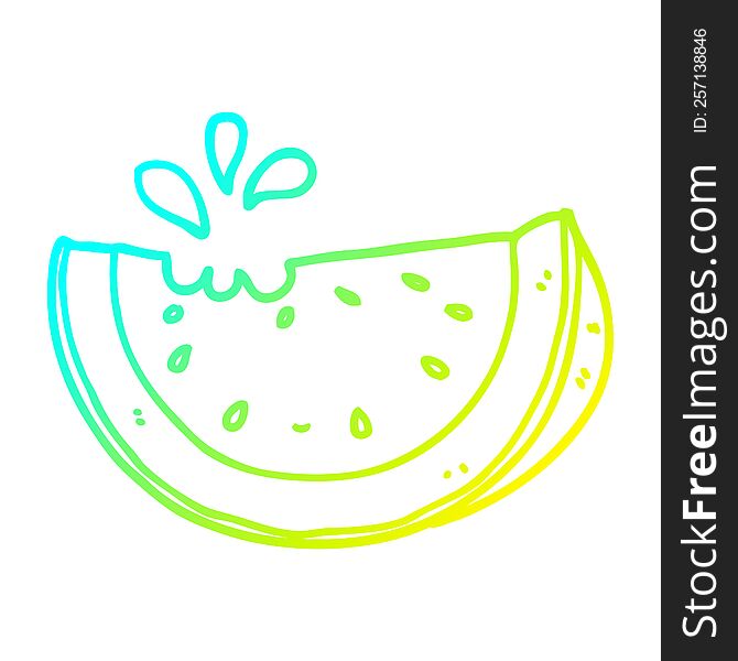 cold gradient line drawing of a cartoon watermelon