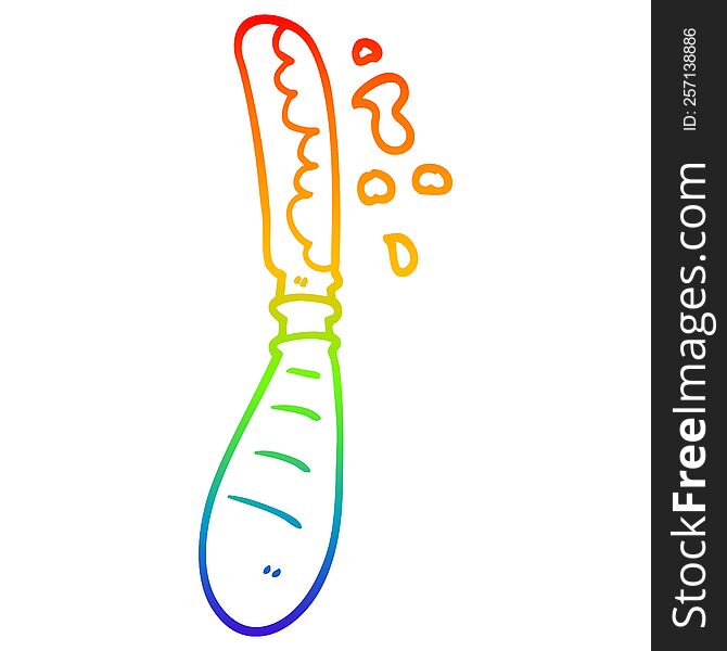rainbow gradient line drawing of a cartoon jam spreading knife