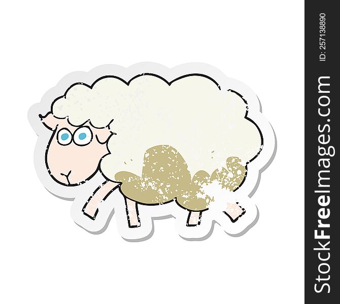 retro distressed sticker of a cartoon muddy sheep