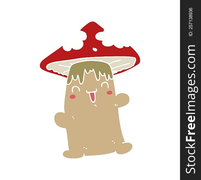 Flat Color Style Cartoon Mushroom Character