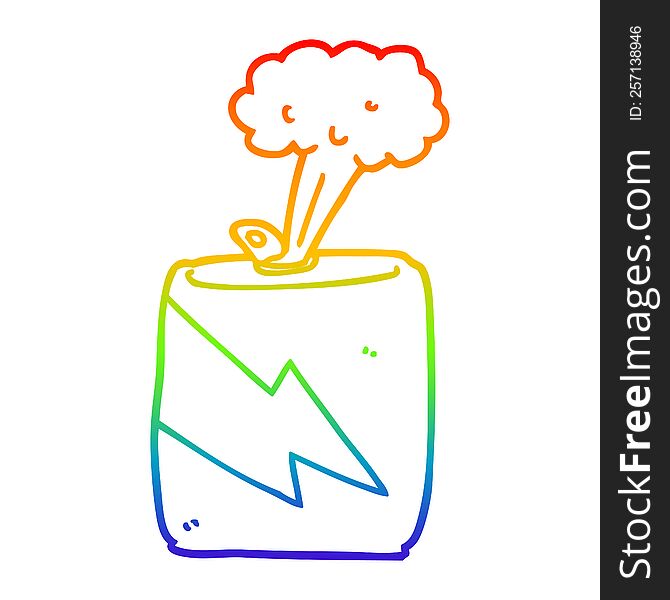 Rainbow Gradient Line Drawing Cartoon Soda Can