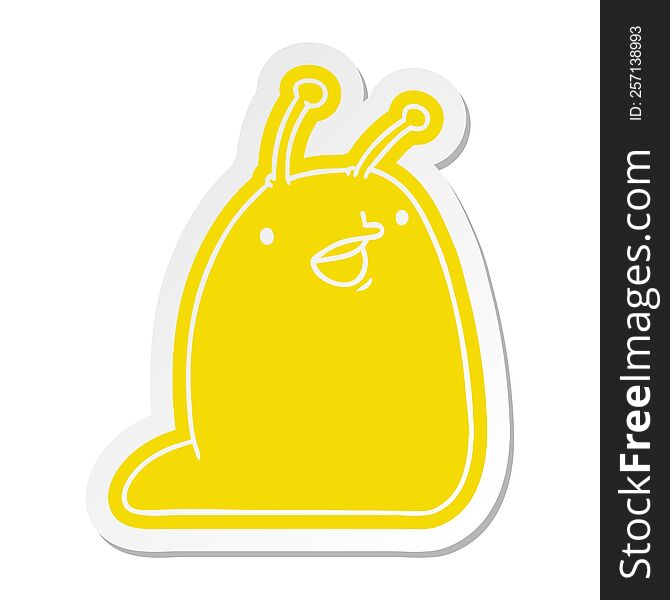 Cartoon Sticker Of A Cute Kawaii Slug