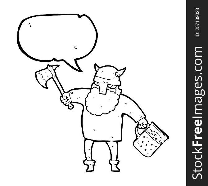 freehand drawn speech bubble cartoon drunk viking