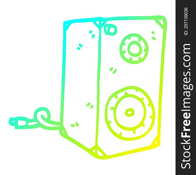 cold gradient line drawing of a cartoon retro speaker