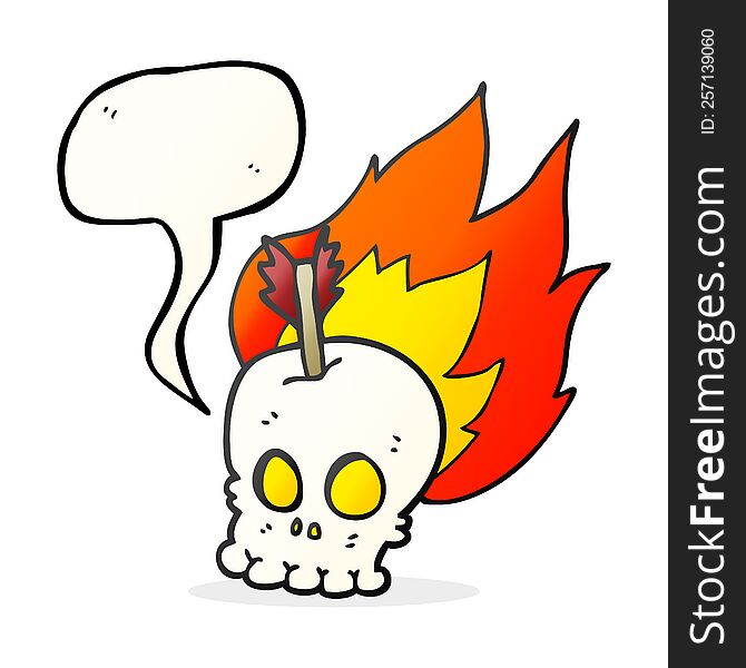 Speech Bubble Cartoon Skull With Arrow