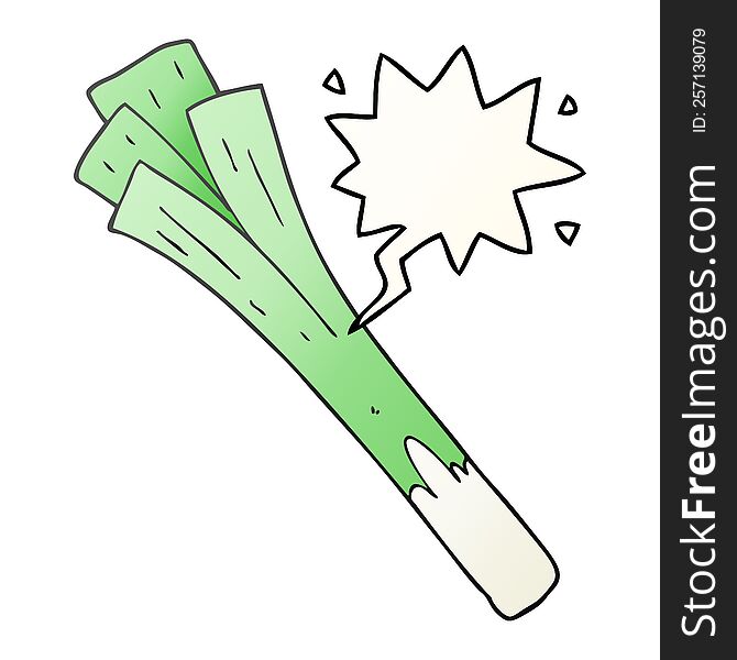Cartoon Leeks And Speech Bubble In Smooth Gradient Style