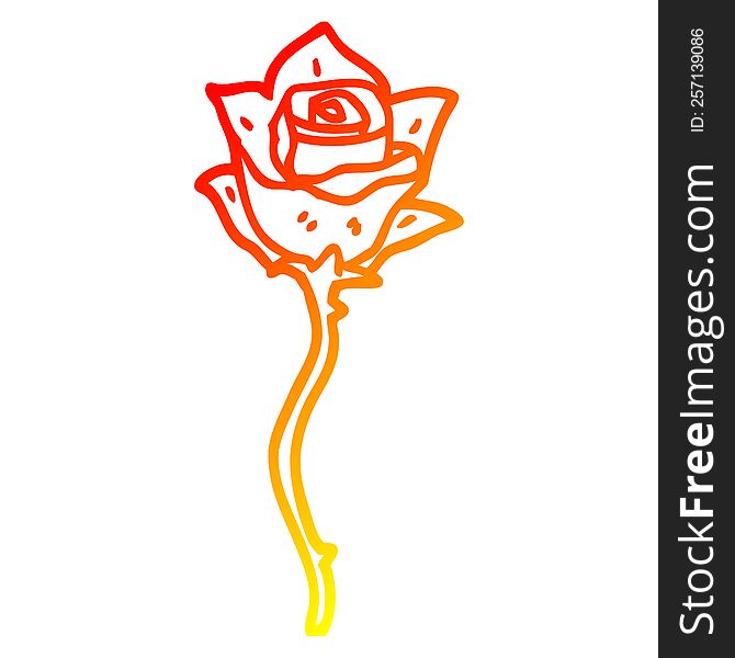 warm gradient line drawing of a cartoon white rose