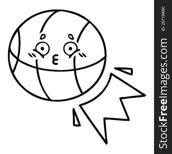 line drawing cartoon of a basketball