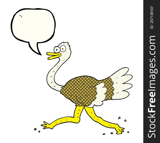 freehand drawn comic book speech bubble cartoon ostrich