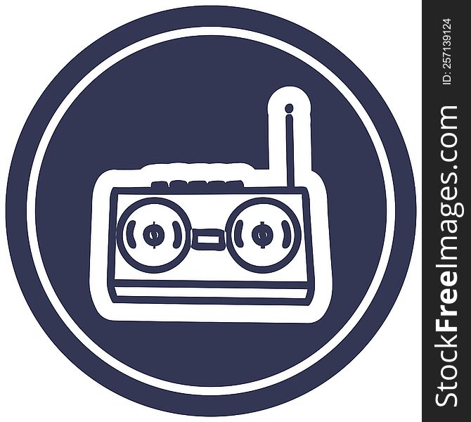 radio cassette player circular icon