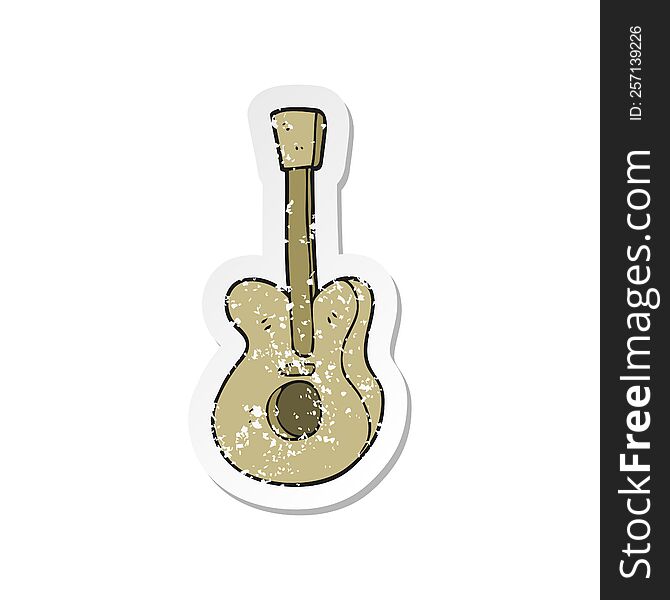 Retro Distressed Sticker Of A Cartoon Guitar