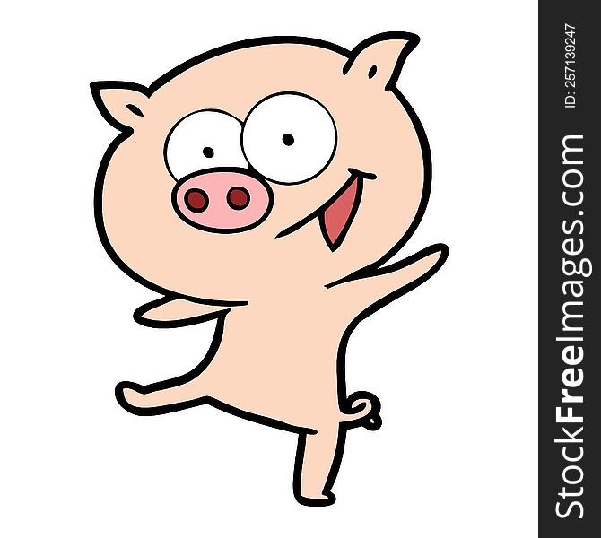 cheerful dancing pig cartoon. cheerful dancing pig cartoon