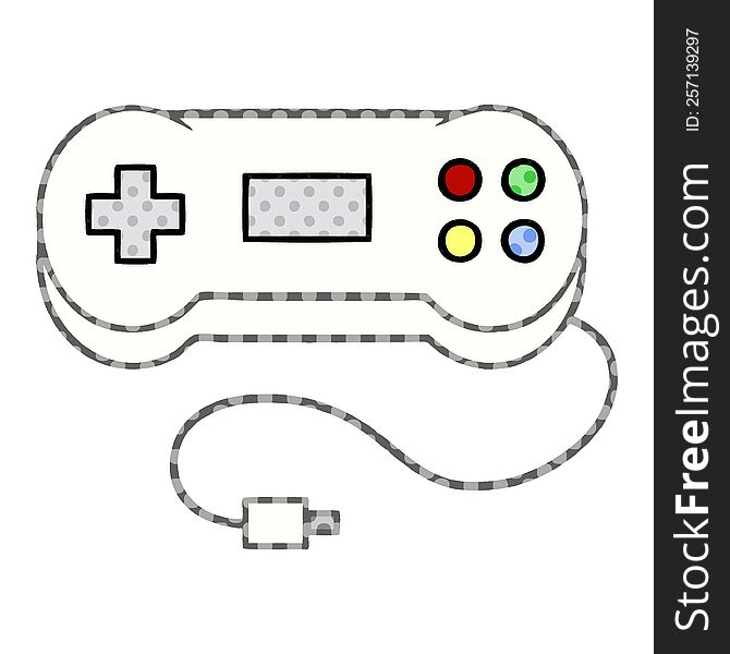 comic book style cartoon of a game controller