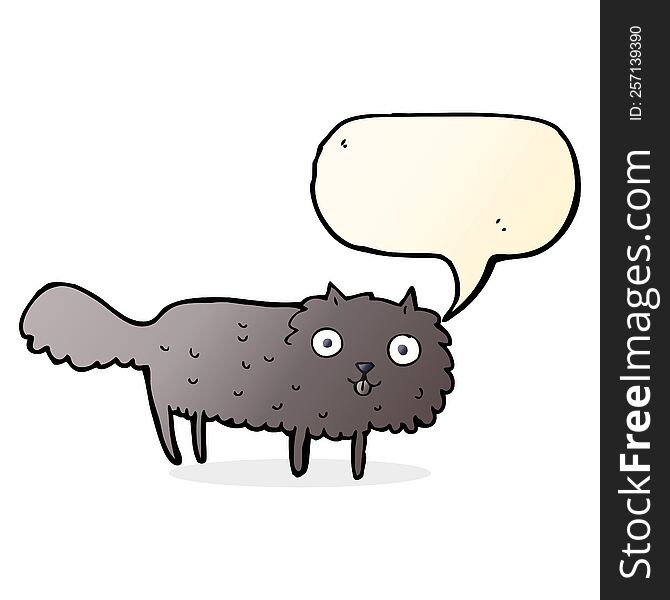 Cartoon Furry Cat With Speech Bubble