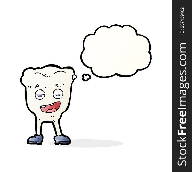 Cartoon Tooth Looking Smug With Thought Bubble