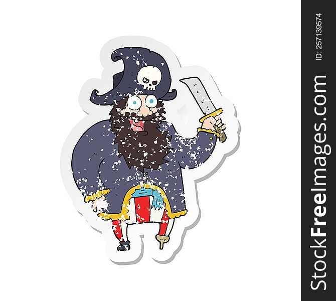 retro distressed sticker of a cartoon pirate captain