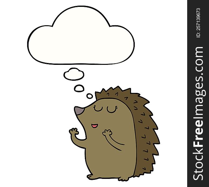 cartoon hedgehog with thought bubble. cartoon hedgehog with thought bubble