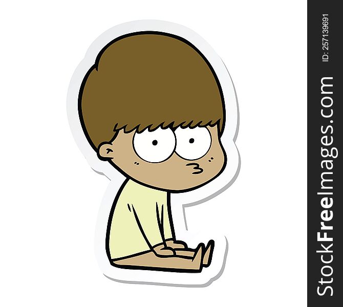 sticker of a curious cartoon boy