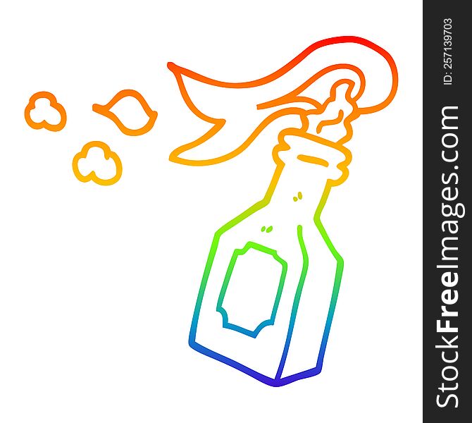 Rainbow Gradient Line Drawing Cartoon Molotov Cocktail