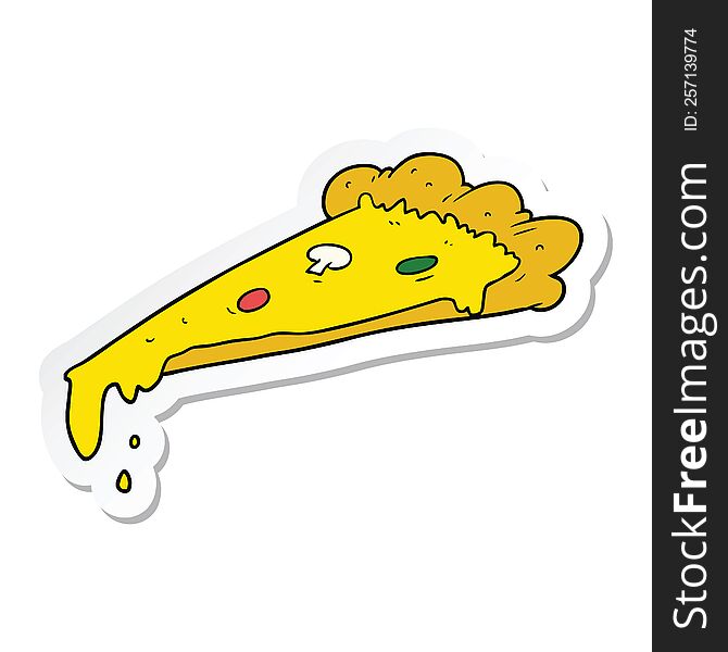 sticker of a cartoon slice of pizza
