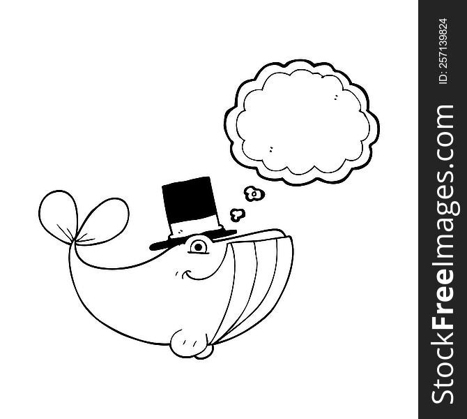 Thought Bubble Cartoon Whale Wearing Top Hat