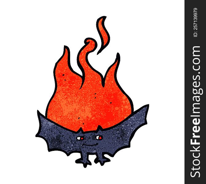 Cartoon Flaming Halloween Bat