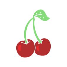 Flat Color Illustration Of A Cartoon Cherries Royalty Free Stock Images