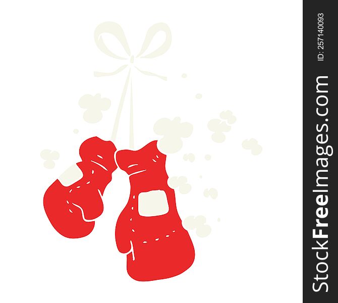 Flat Color Illustration Of A Cartoon Boxing Gloves