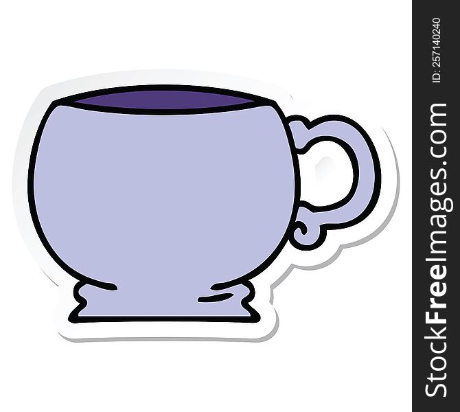 sticker of a quirky hand drawn cartoon mug