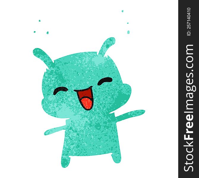 Retro Cartoon Kawaii Cute Happy Alien
