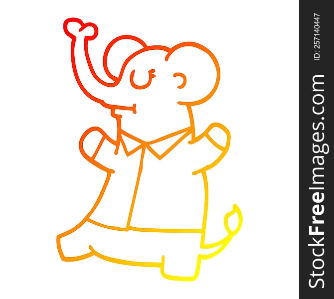 warm gradient line drawing cartoon standing elephant