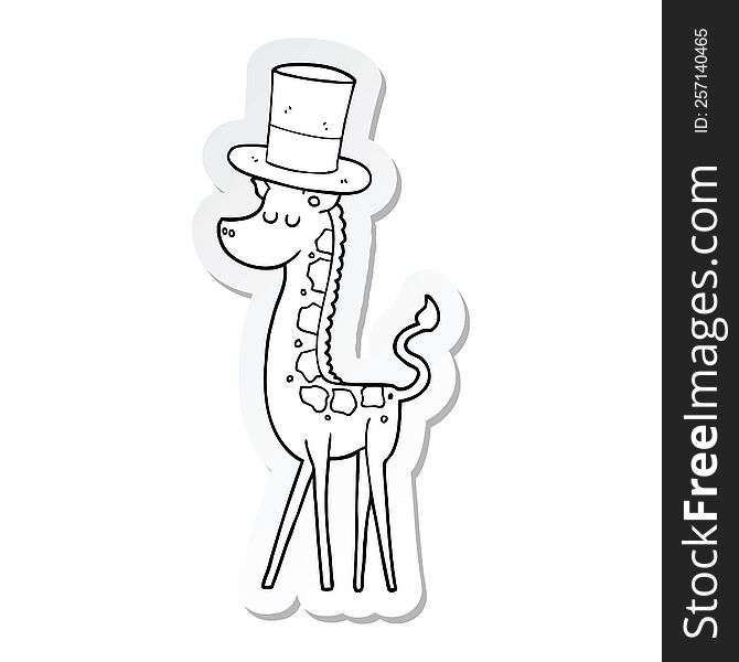 sticker of a cartoon giraffe in top hat