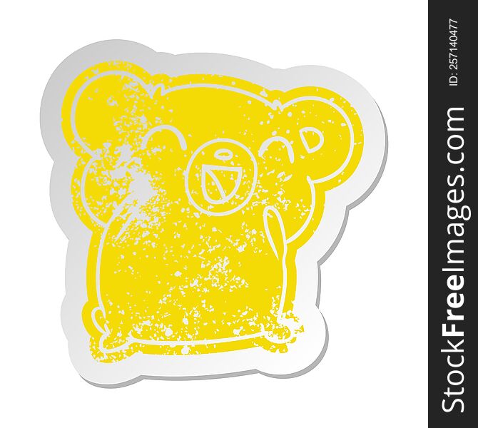 Distressed Old Sticker Kawaii Cute Teddy Bear