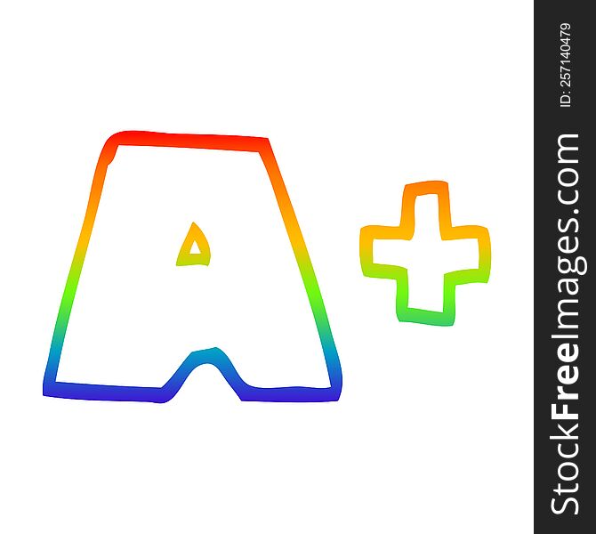 rainbow gradient line drawing of a cartoon letter grades