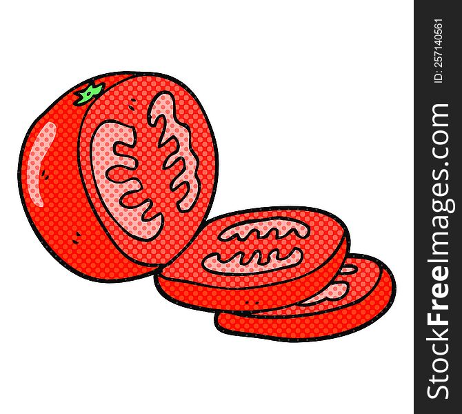 freehand drawn cartoon sliced tomato
