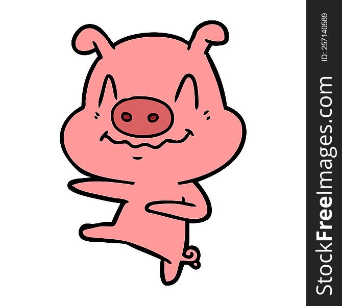 nervous cartoon pig dancing. nervous cartoon pig dancing