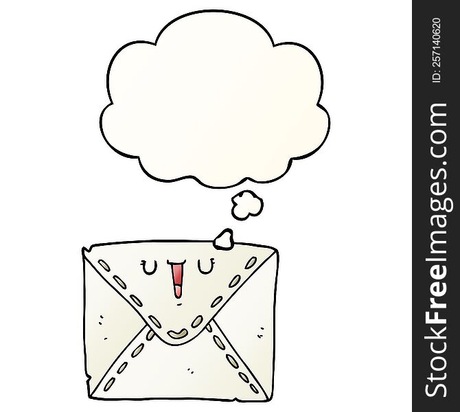 cartoon envelope with thought bubble in smooth gradient style