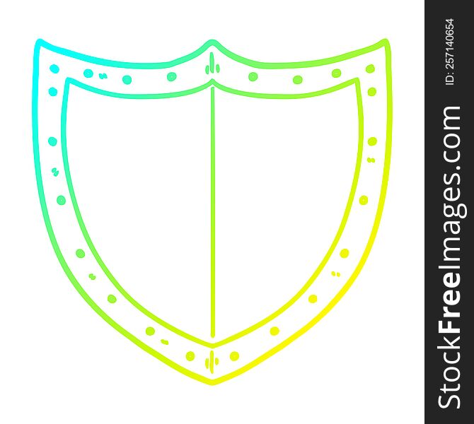 Cold Gradient Line Drawing Cartoon Shield