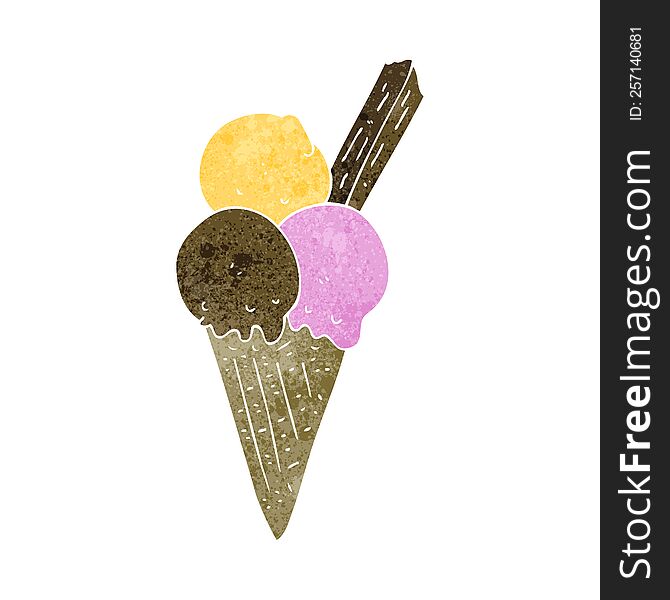 Retro Cartoon Ice Cream Cone