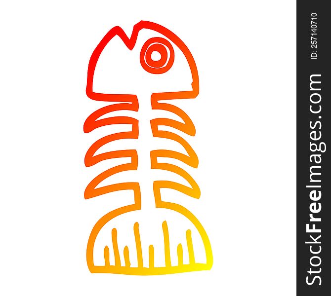 warm gradient line drawing cartoon fish bones