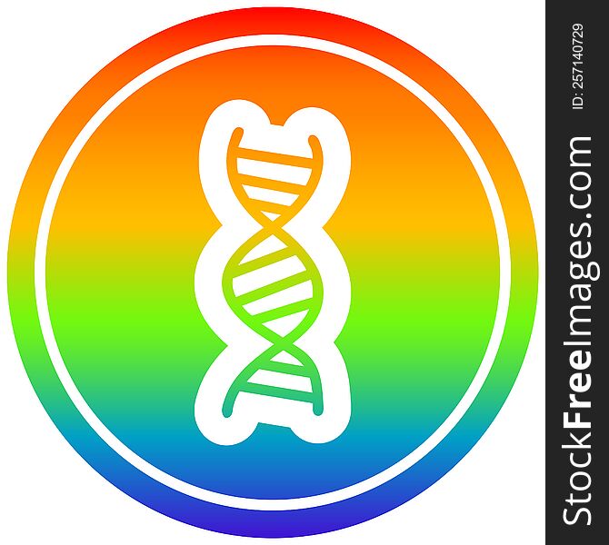 DNA chain circular icon with rainbow gradient finish. DNA chain circular icon with rainbow gradient finish