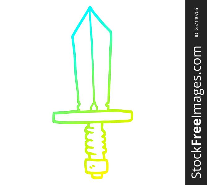 Cold Gradient Line Drawing Cartoon Dagger