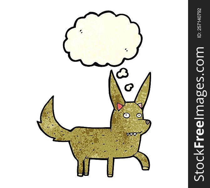 cartoon wild dog with thought bubble