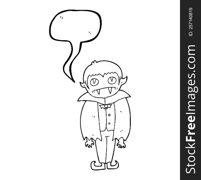 freehand drawn speech bubble cartoon vampire boy
